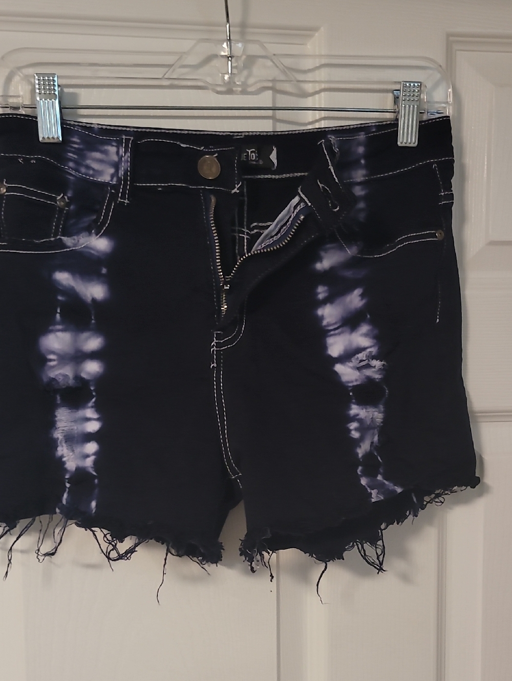 High-Rise Black Tie-Dye Denim Cutoff Shorts